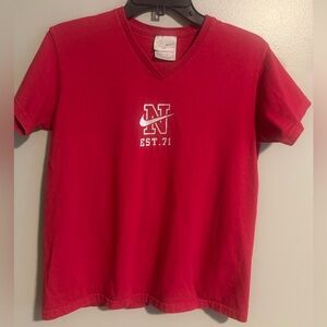 Vintage Nike silver tag womens Y2K V neck silver logo Tshirt size medium